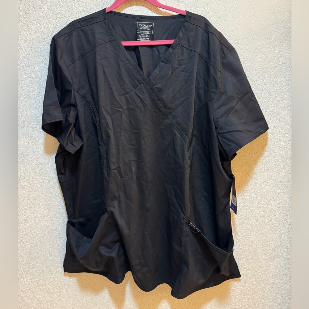 Cherokee Workwear Modern Classic Black Scrub Top 4x NWT